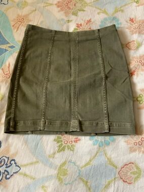 Free People Olive Paneled Mini Skirt
